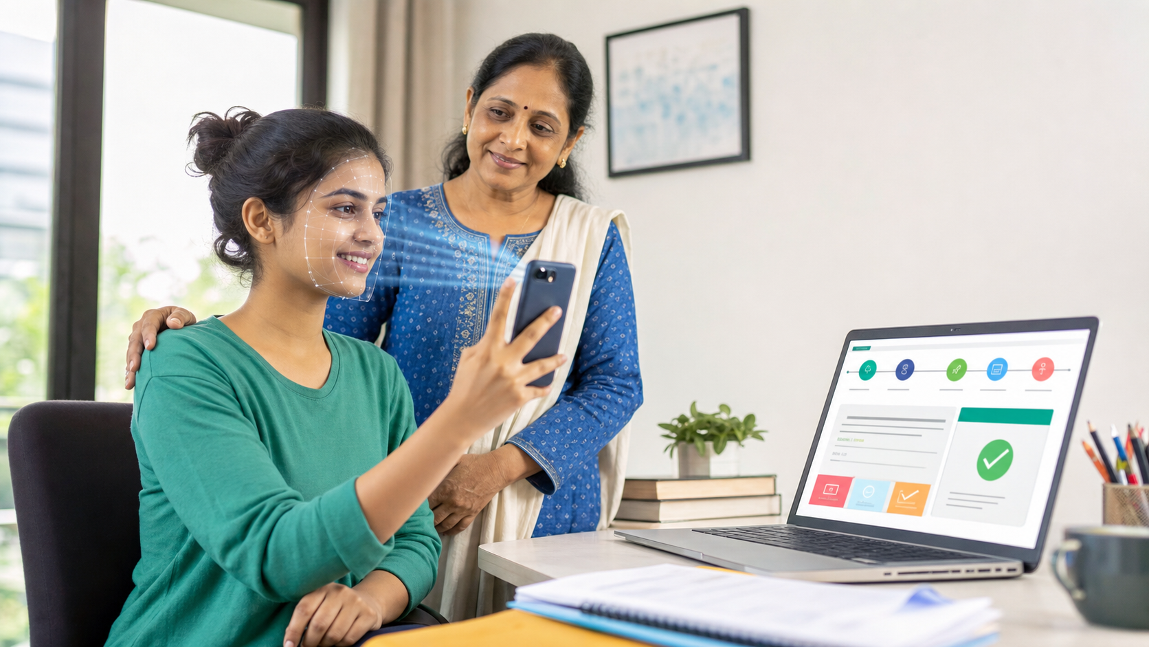 কুঁৱলি অ' কুঁৱলি NSP OTR Registration 2026-27 के लिए face authentication करती छात्रा