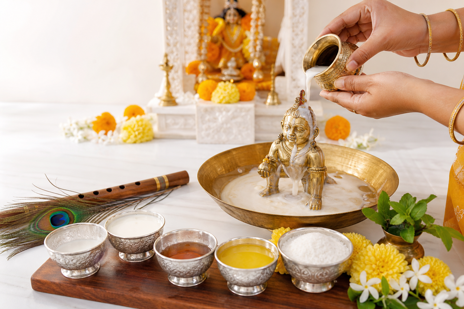 जन्माष्टमी पर लड्डू गोपाल का अभिषेक कैसे करें? पंचामृत विधि और मंत्र 2026 जन्माष्टमी पर लड्डू गोपाल का अभिषेक कैसे करें