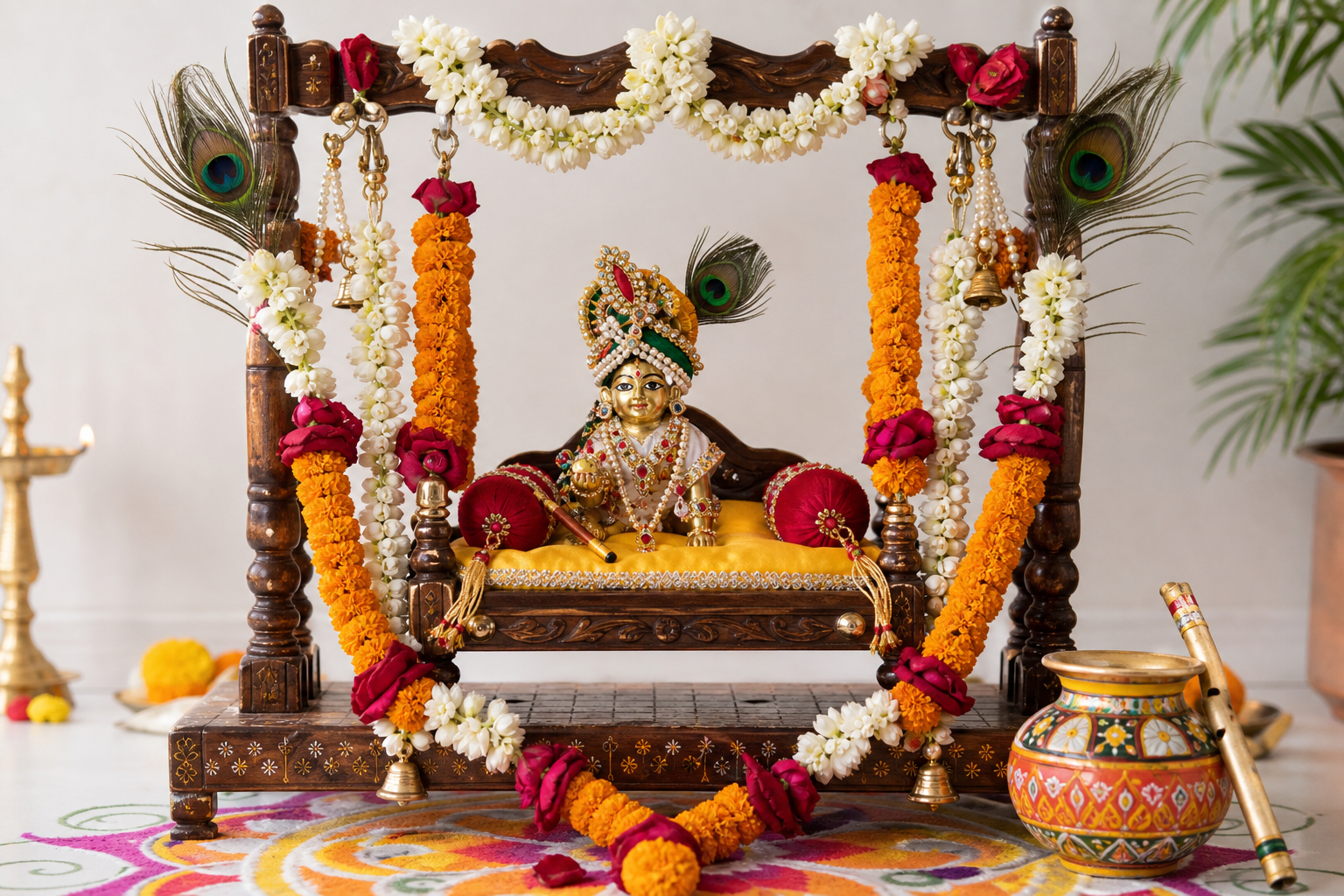जन्माष्टमी की झांकी कैसे सजाएं? 21 बेहद सुंदर Decoration Ideas 2026 लड्डू गोपाल का झूला कैसे सजाएं