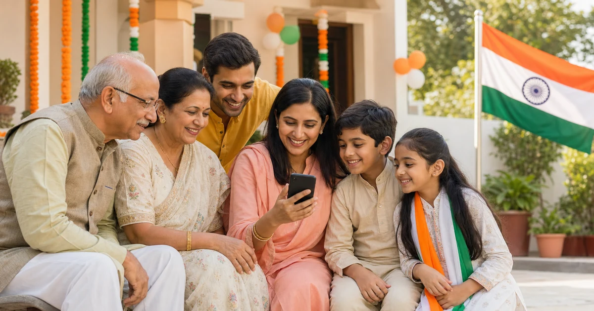 स्वतंत्रता दिवस की हार्दिक शुभकामनाएं 2026: 100+ Wishes और Status 15 अगस्त की शुभकामनाएं साझा करता भारतीय परिवार