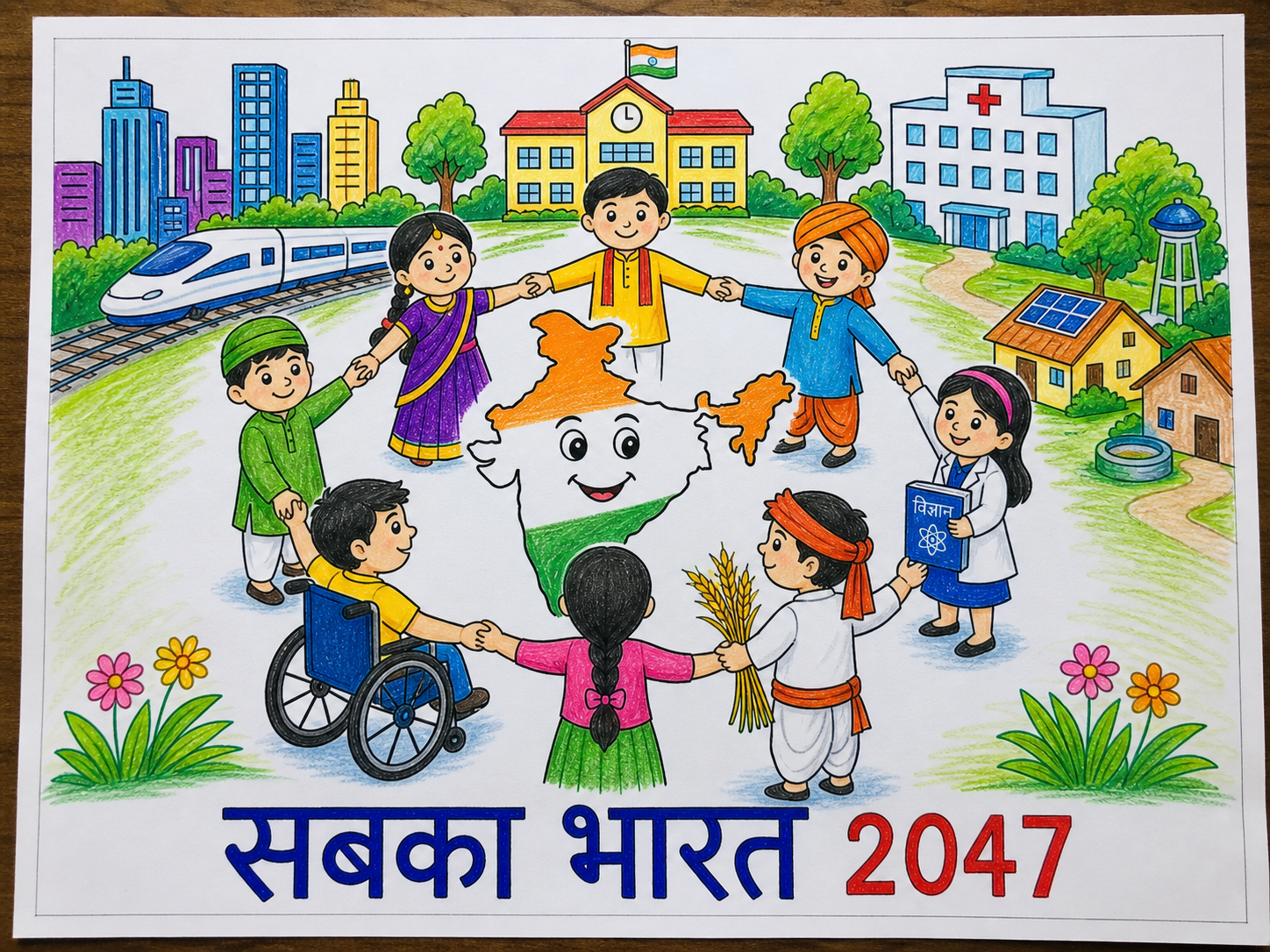 विकसित भारत 2047 पोस्टर ड्राइंग: 20 Easy और Creative Ideas विकसित भारत 2047 सबका भारत ड्राइंग