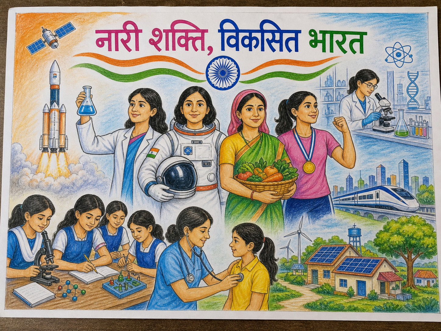विकसित भारत 2047 पोस्टर ड्राइंग: 20 Easy और Creative Ideas विकसित भारत 2047 नारी शक्ति ड्राइंग