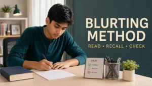 Blurting Method क्या है—पढ़ा हुआ याद रखने के 7 Steps, NCERT Examples और Revision Plan Blurting Method के 7 steps से पढ़ा हुआ याद रखने की study technique