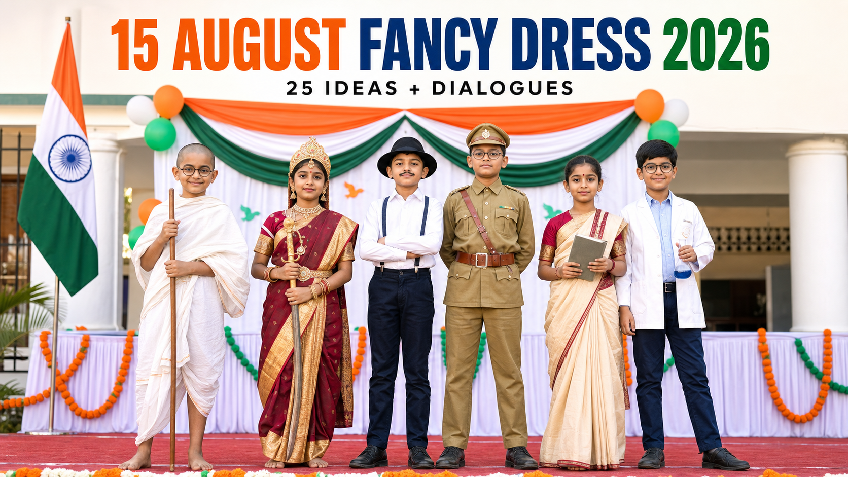 15 अगस्त फैंसी ड्रेस प्रतियोगिता 2026: बच्चों के लिए 25 Best Ideas और Dialogue 15 August Fancy Dress Competition 2026 के 25 costume ideas और dialogues