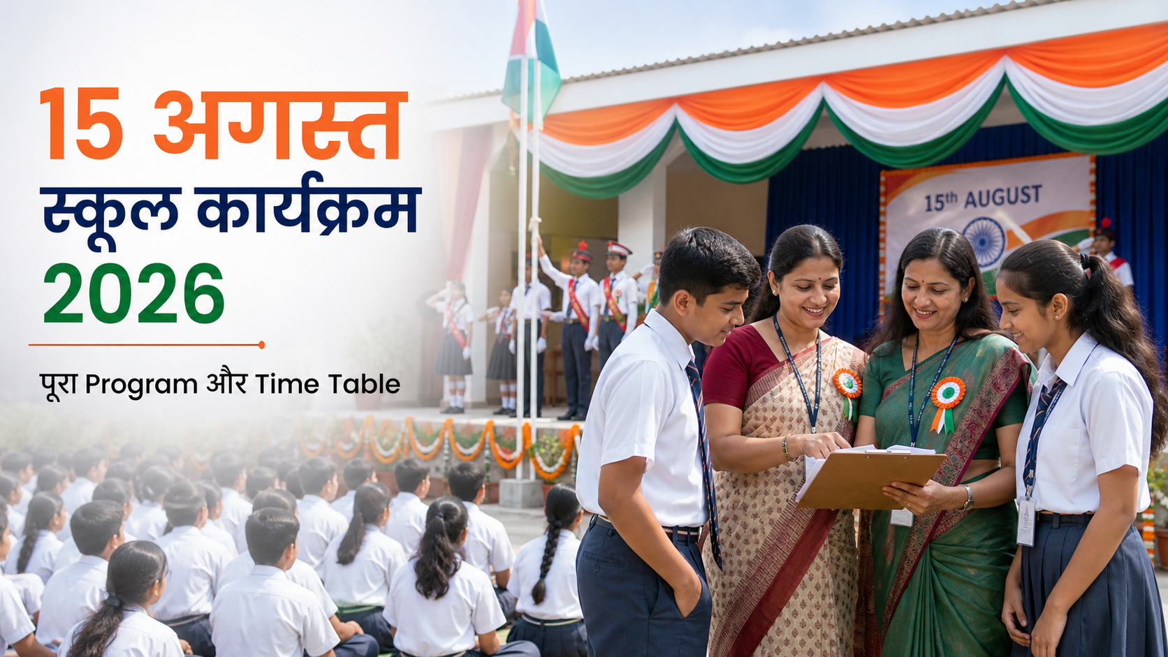 15 अगस्त स्कूल कार्यक्रम सूची 2026: Best आसान Program और Time Table 15 अगस्त स्कूल कार्यक्रम सूची 2026 पूरा Program और Time Table