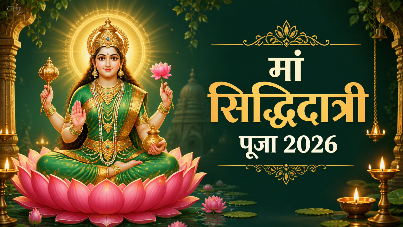 मां सिद्धिदात्री पूजा 2026: नौवें स्वरूप की विधि, मंत्र, भोग और नवमी नियम मां सिद्धिदात्री पूजा 2026