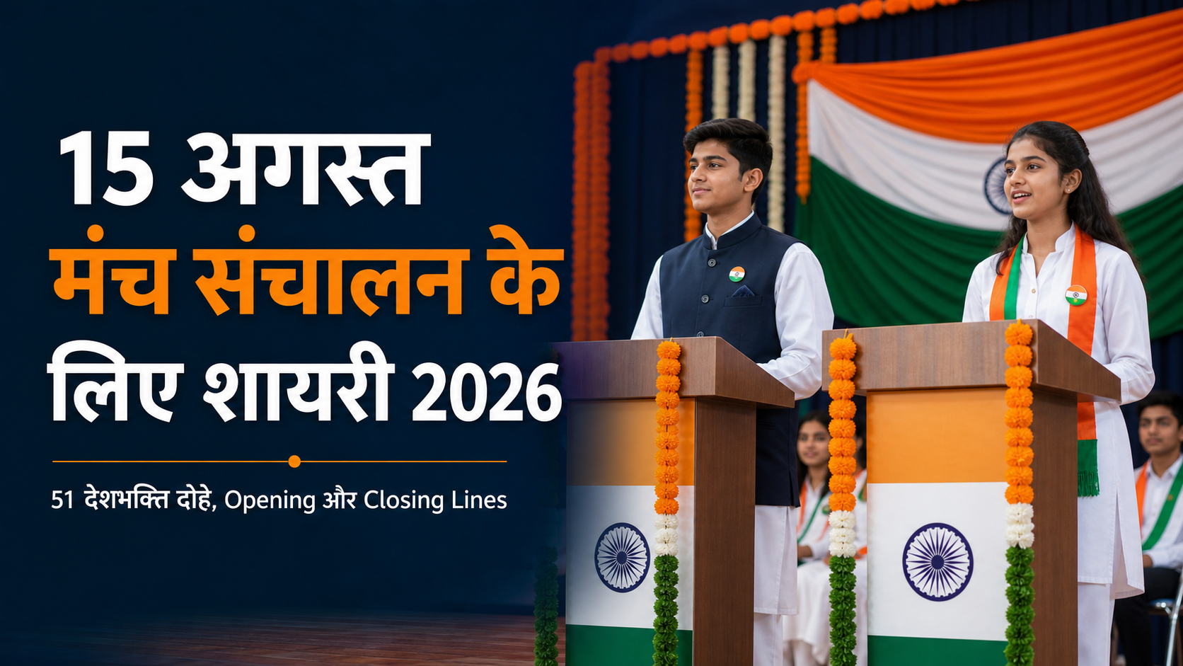 15 अगस्त मंच संचालन के लिए शायरी 2026: 51 देशभक्ति दोहे, Opening और Closing Lines 15 अगस्त मंच संचालन शायरी