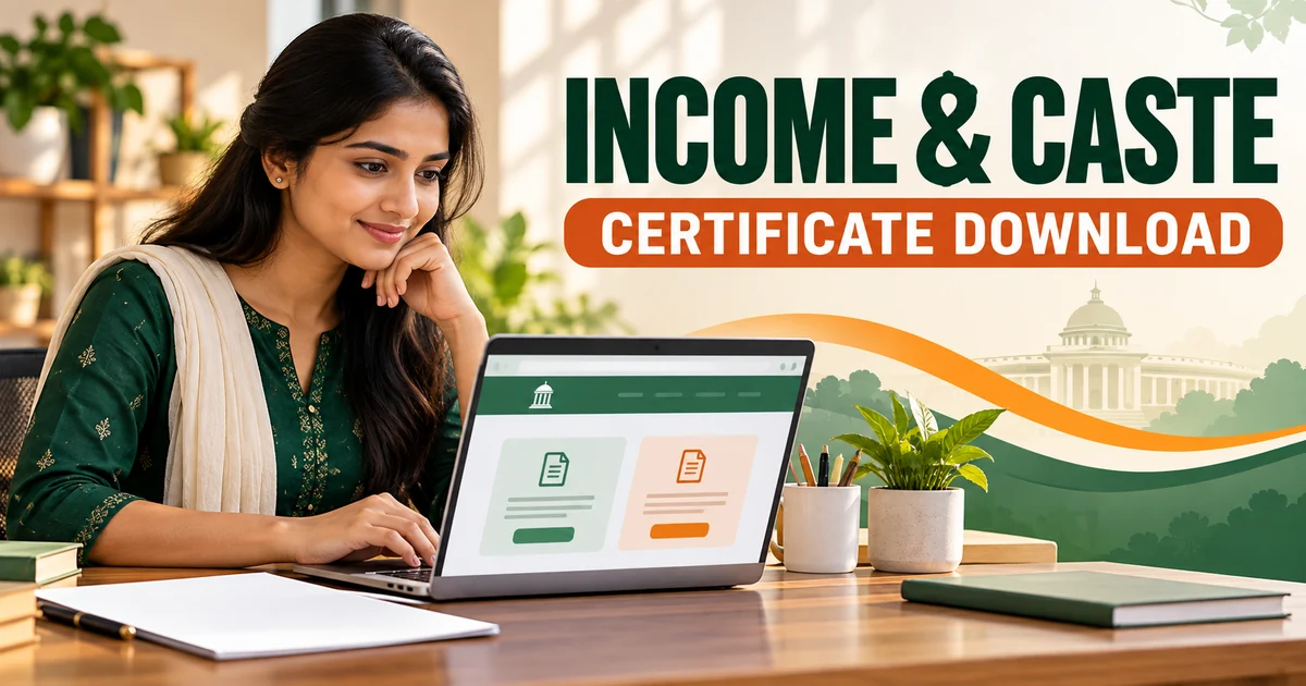 অসম ৰত্ন ড০ ভূপেন হাজৰিকাঃ এটি পৰ্যালোচনা income caste certificate download guide showing an applicant checking a generic state service portal