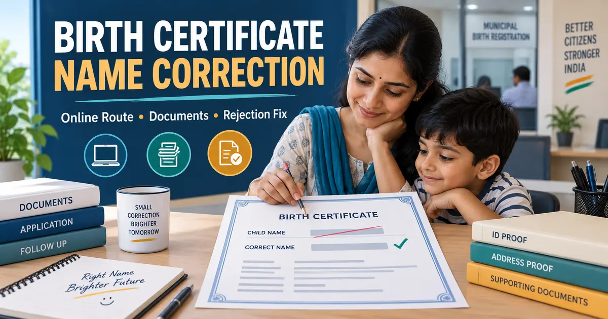 দ্ৰছেৰাৰ চিকমিকনি আৰু অন্য কিবা Online Name Correction in Birth Certificate guide with parent reviewing corrected document
