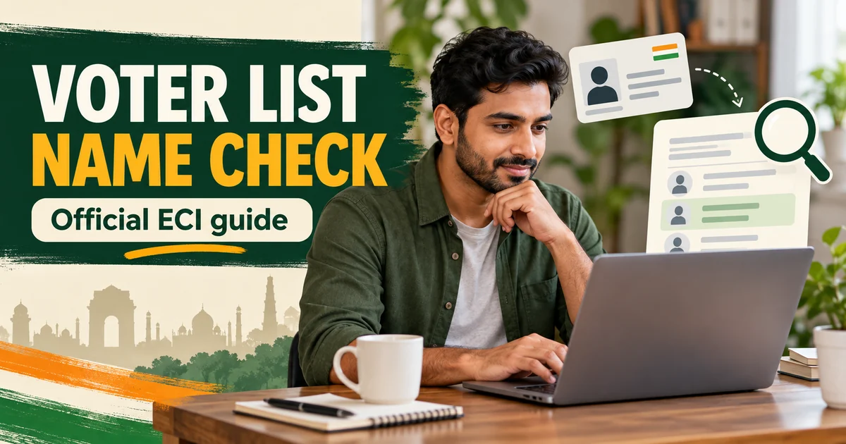 অসমীয়া নাৰীৰ সাজপাৰ চাদৰ voter list name check online guide with a person searching the electoral roll on a laptop